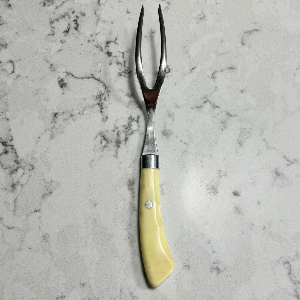 VINTAGE Crown Awards STEAK AND RIB Fork Bakelite Handle Micro‎ Honed Made Japan